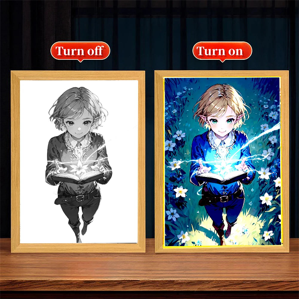 Legend of Zelda Light Painting Photo Frame Princess Zelda Action Figure Led Night Light Anime Figures Collection Room Decor Gift