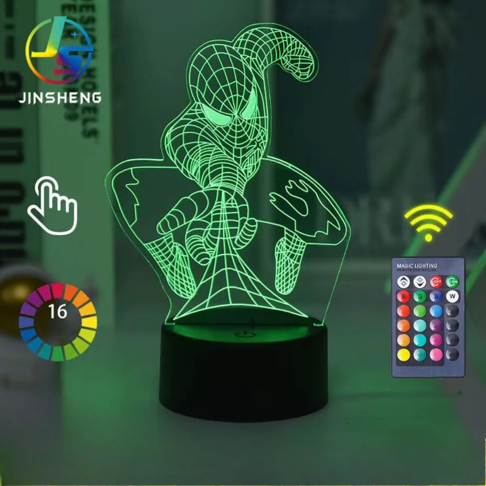 2024 Spiderman 7/16 Colors Touch Remote Control LED Night Lamp Touch