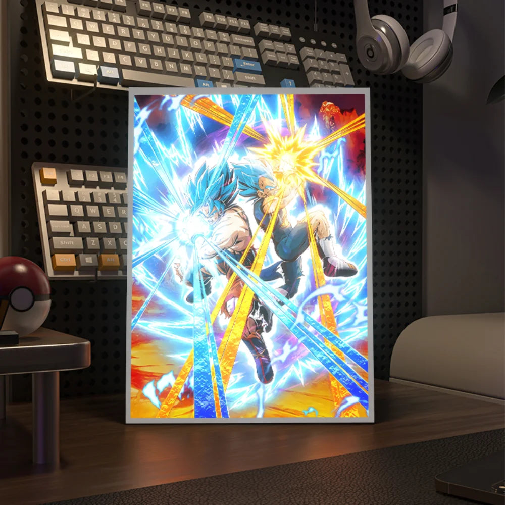 Anime Energy Blast 3D LED Lamp - Saiyan Inspired Room Decor Light with Holographic Effect