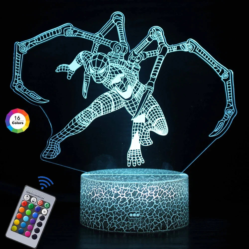 2024 Spiderman 7/16 Colors Touch Remote Control LED Night Lamp Touch
