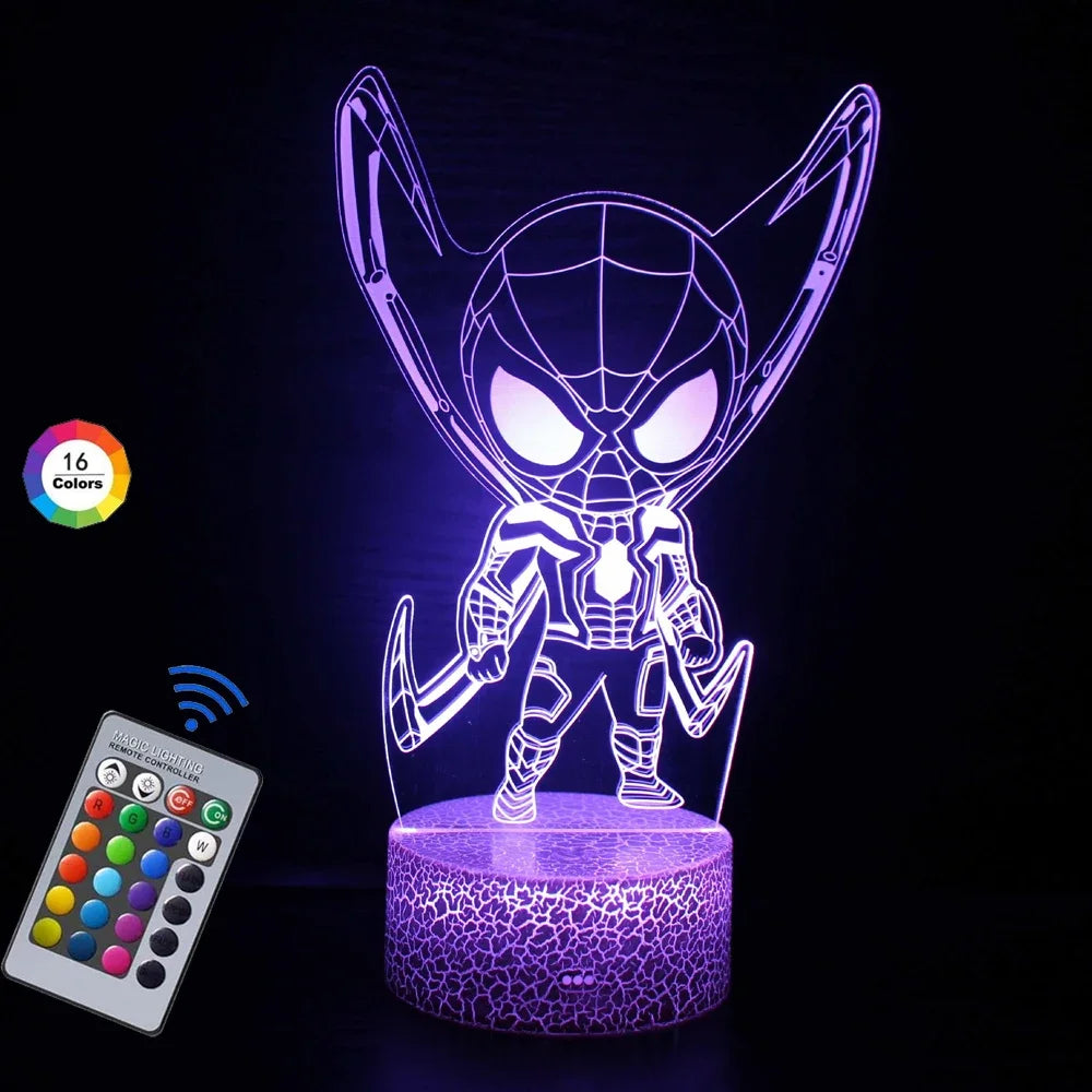 2024 Spiderman 7/16 Colors Touch Remote Control LED Night Lamp Touch