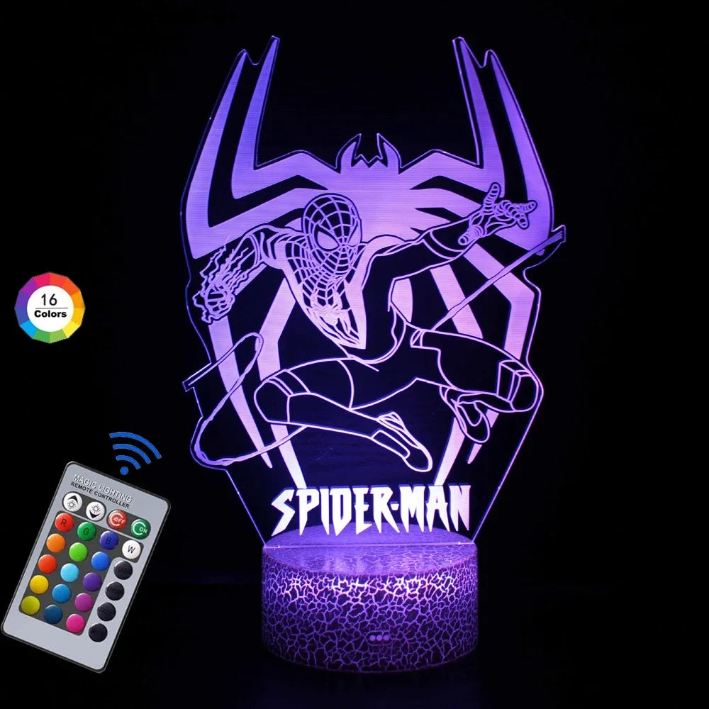 2024 Spiderman 7/16 Colors Touch Remote Control LED Night Lamp Touch